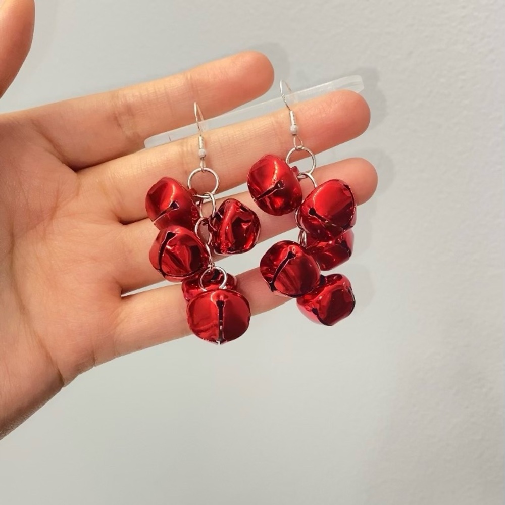 Christmas Red Jingle Bell Earrings 🎄